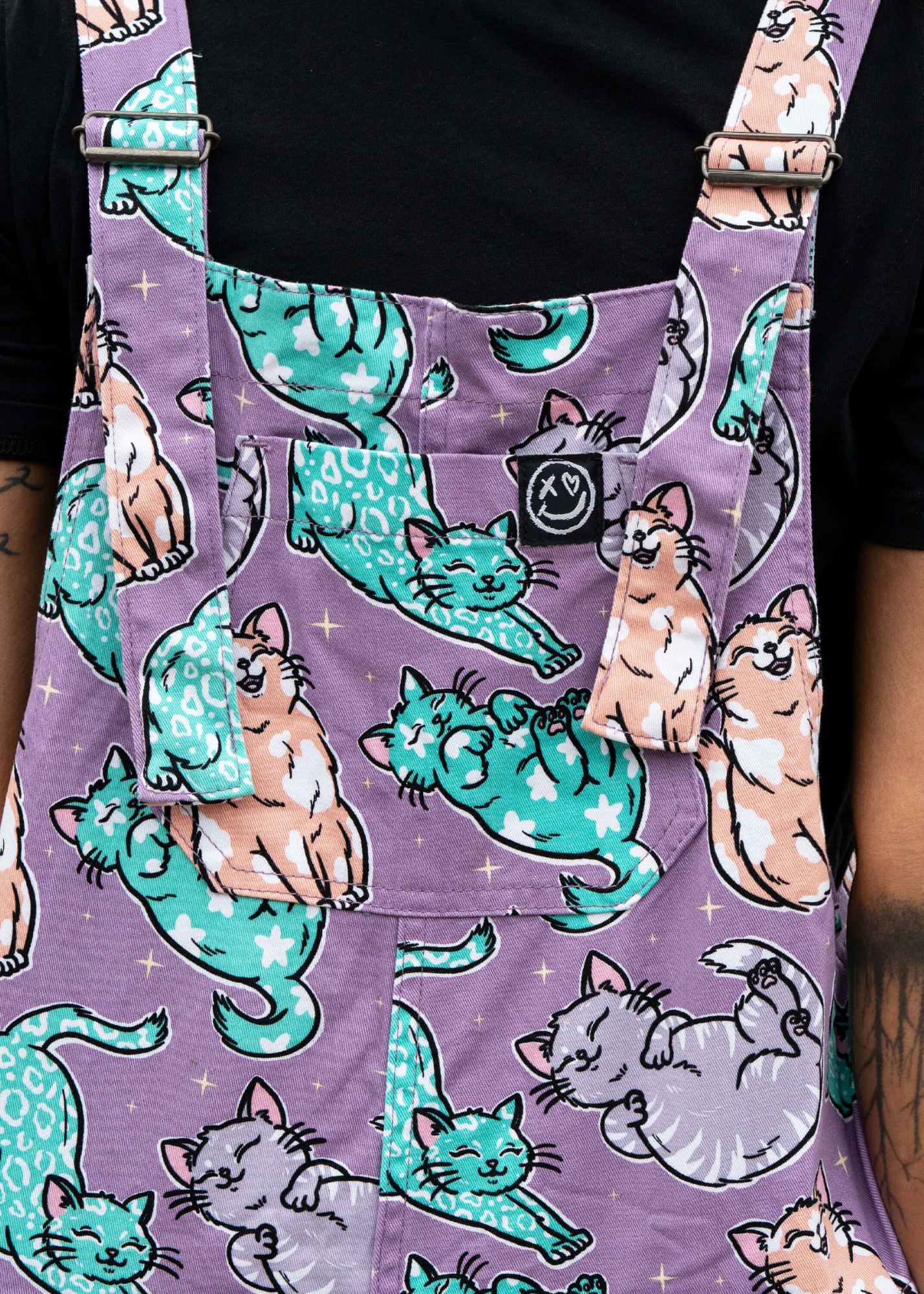 Rebel Romance x Abi Perry - Purrfect Cats Stretch Dungarees