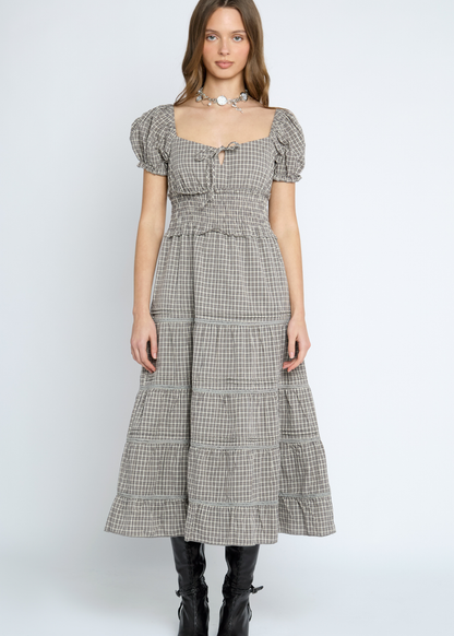 Daisy Street - Glaze Grey Check Midi Dress