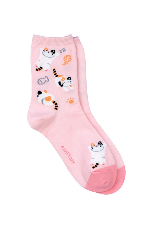 Joe Cool - Pink Calico Cat Nap Socks