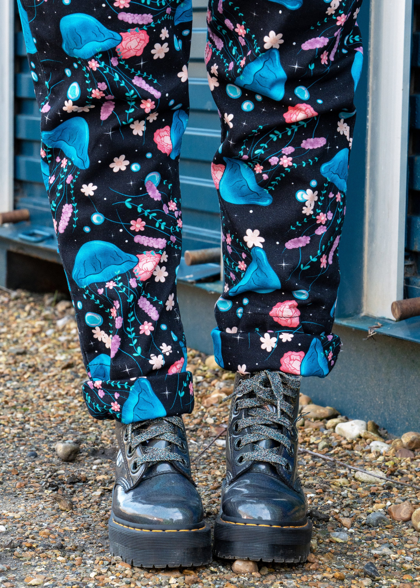 Rebel Romance - Floral Jellyfish Stretch Dungarees