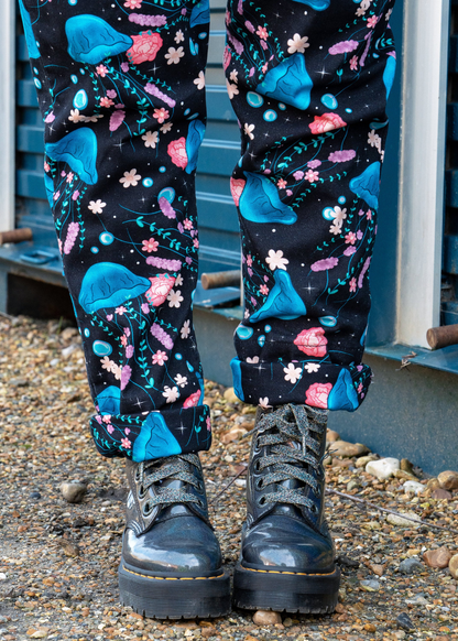 Rebel Romance - Floral Jellyfish Stretch Dungarees