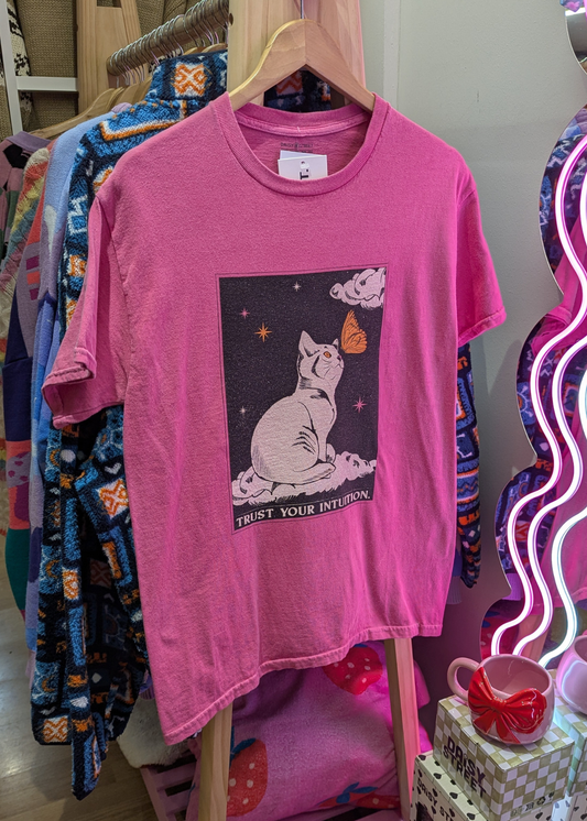 Daisy Street - Washed Pink Trust Your Intuition Cat Tee