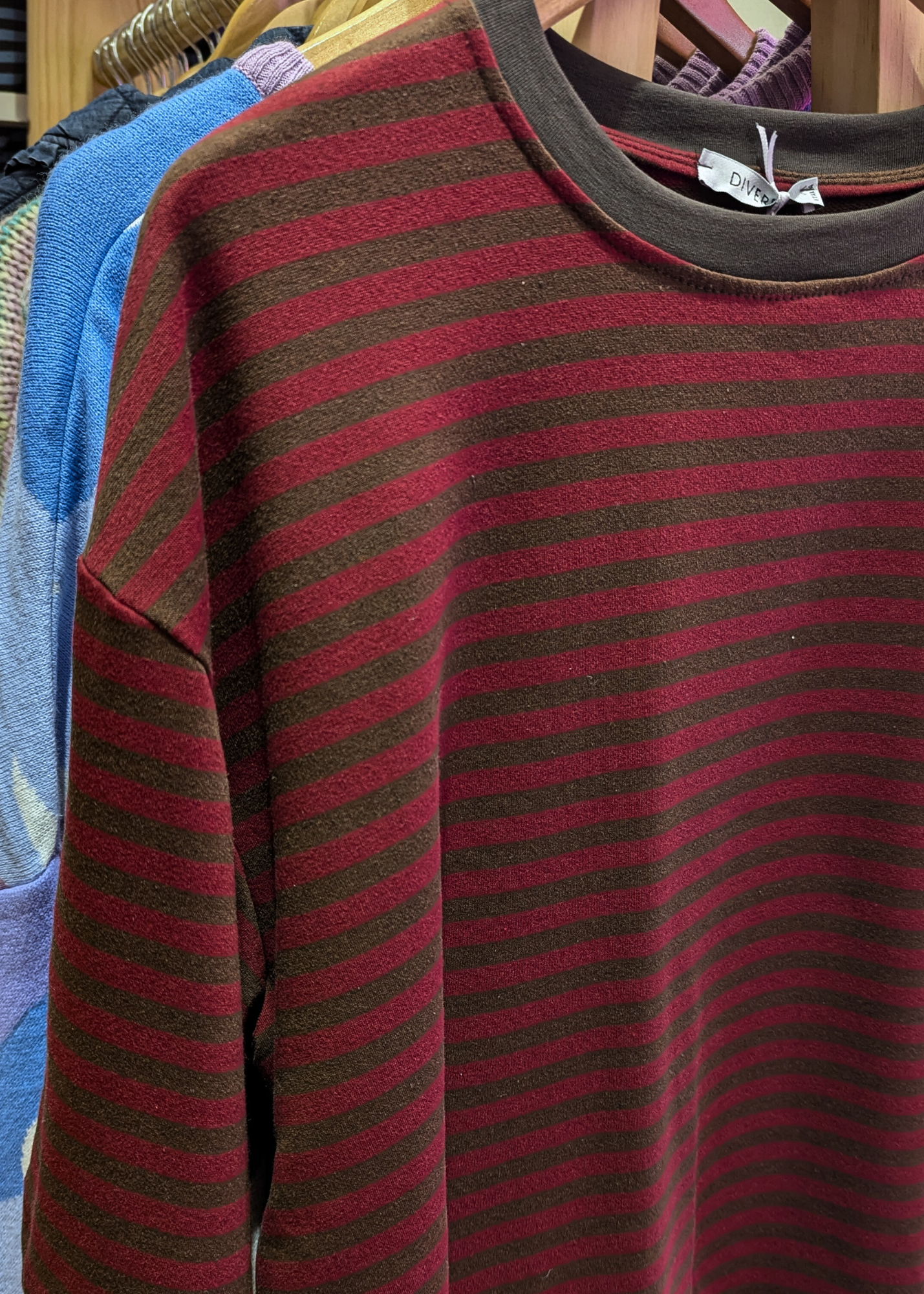 The Edit - Burgundy and Brown Stripe Tee