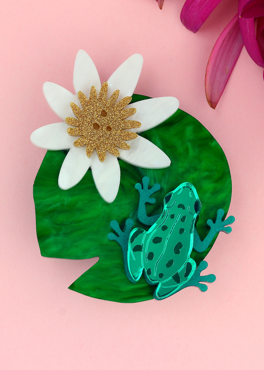 Little Moose - Frog Waterlily Brooch