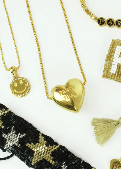 My Doris - Chunky Heart 'Party Time/Let's Dance' Reversible Necklace