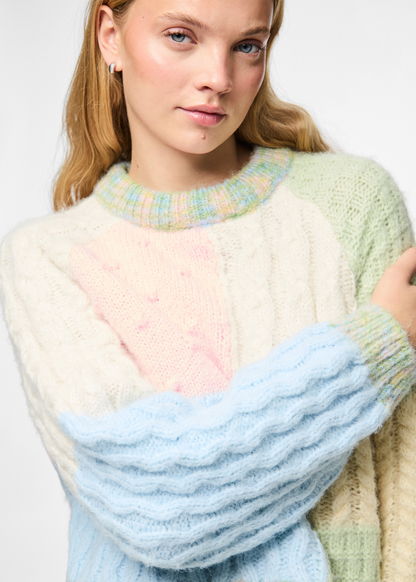 Pieces - Pastel Patchwork Knit Jumper