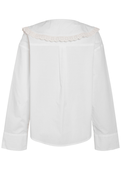 Noisy May - White Blouse with Broderie Anglaise Collar