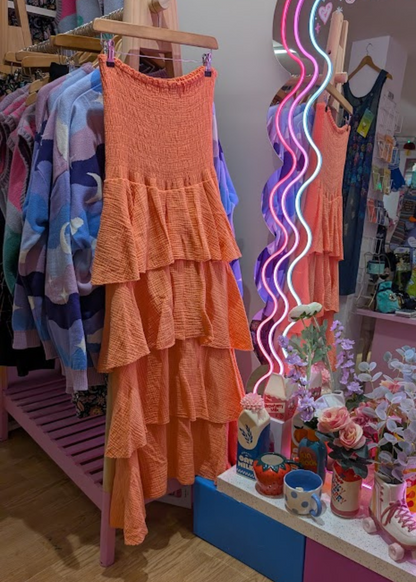 The Edit - Orange Strapless Rara Dress