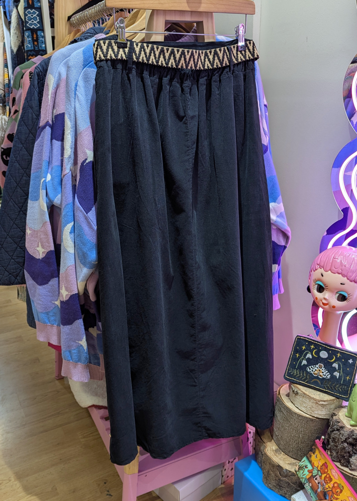 The Edit - Black Corduroy Midaxi Skirt