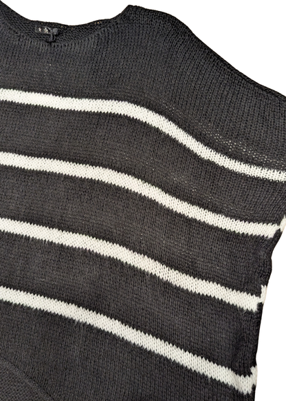 The Edit - Black and white Stripe ¾ Sleeve Jumper