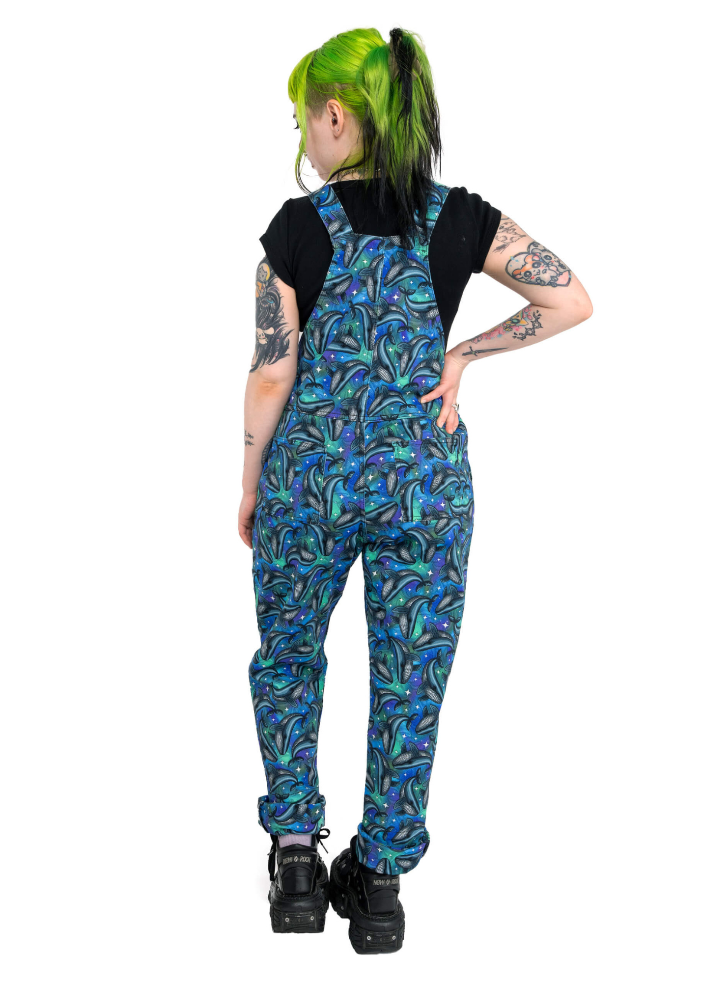 Run & Fly - Infinity Whales Stretch Twill Dungarees