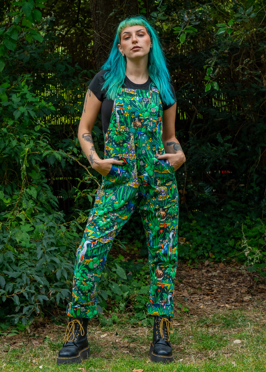 Rebel Romance - Pond Birds Stretch Dungarees