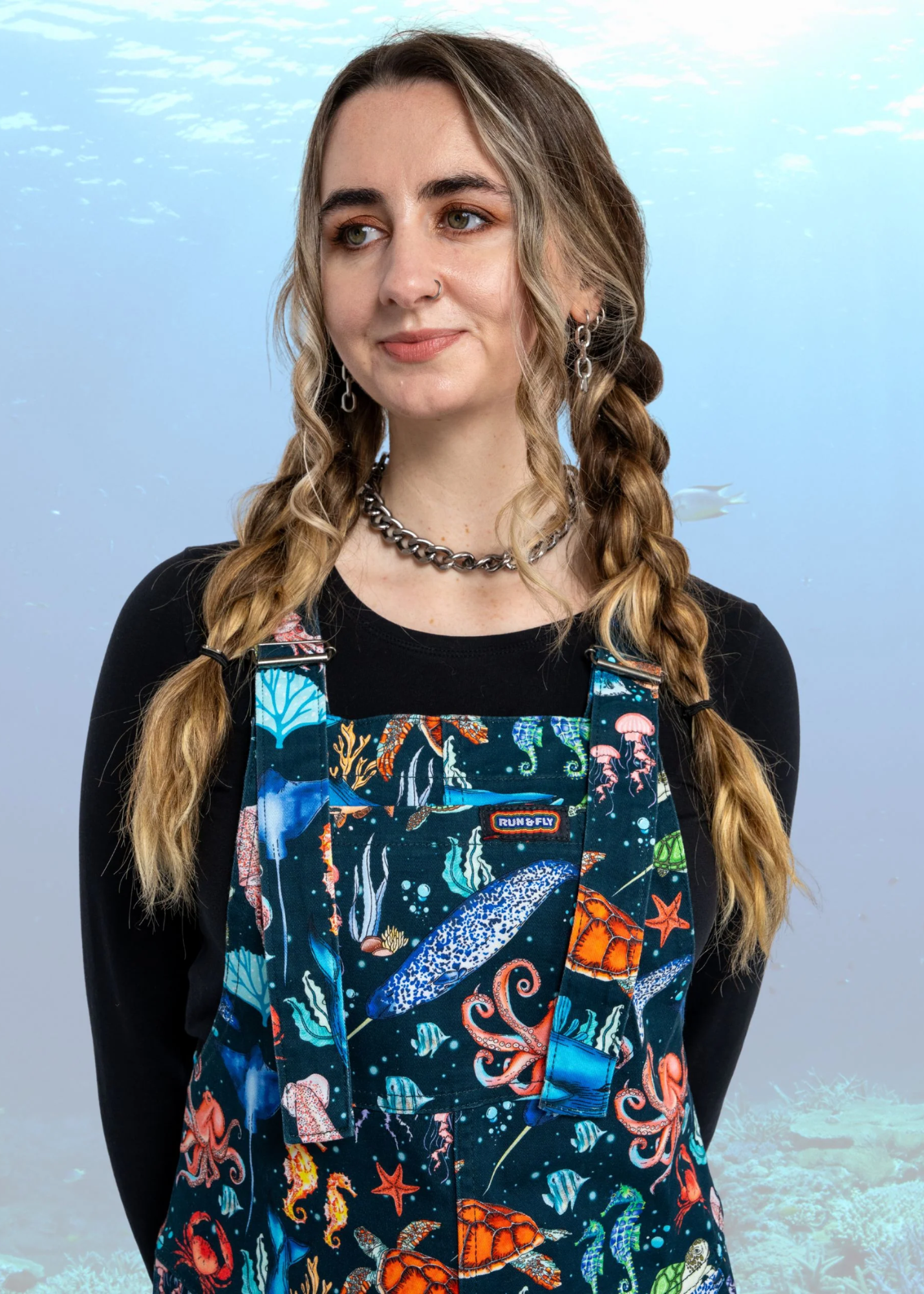 Run & Fly - Ocean Stretch Twill Dungarees