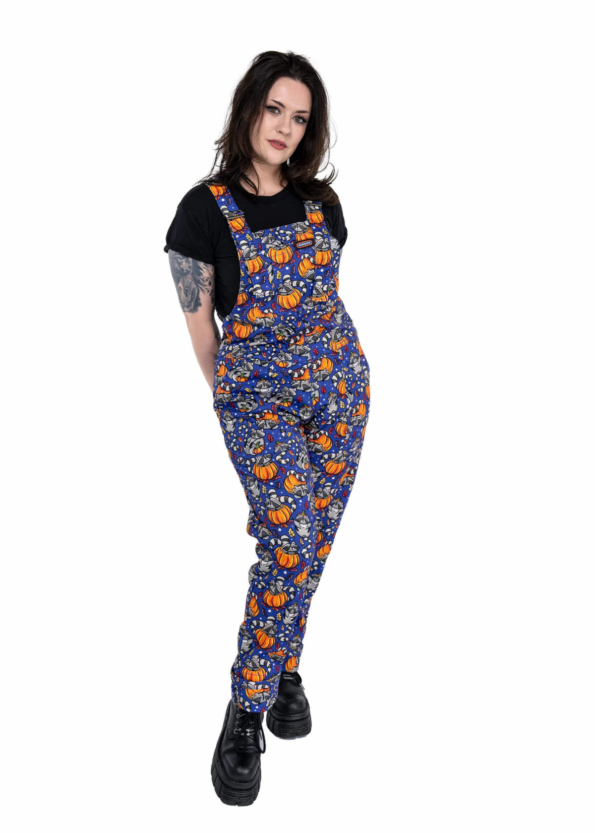 Run & Fly - Pumpkin Racoon Stretch Twill Dungarees