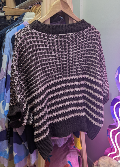 The Edit - Brown & Pink Stripe Textured Knit Top