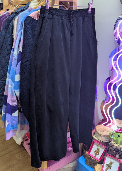 The Edit - Black Corduroy Wide Leg Trousers