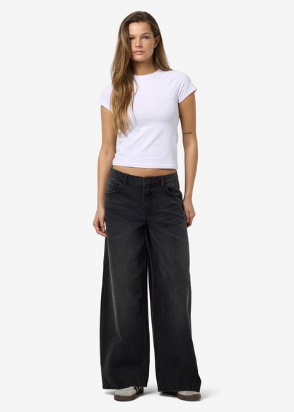 Noisy May - Kettie Black Wash Wide Leg Jeans