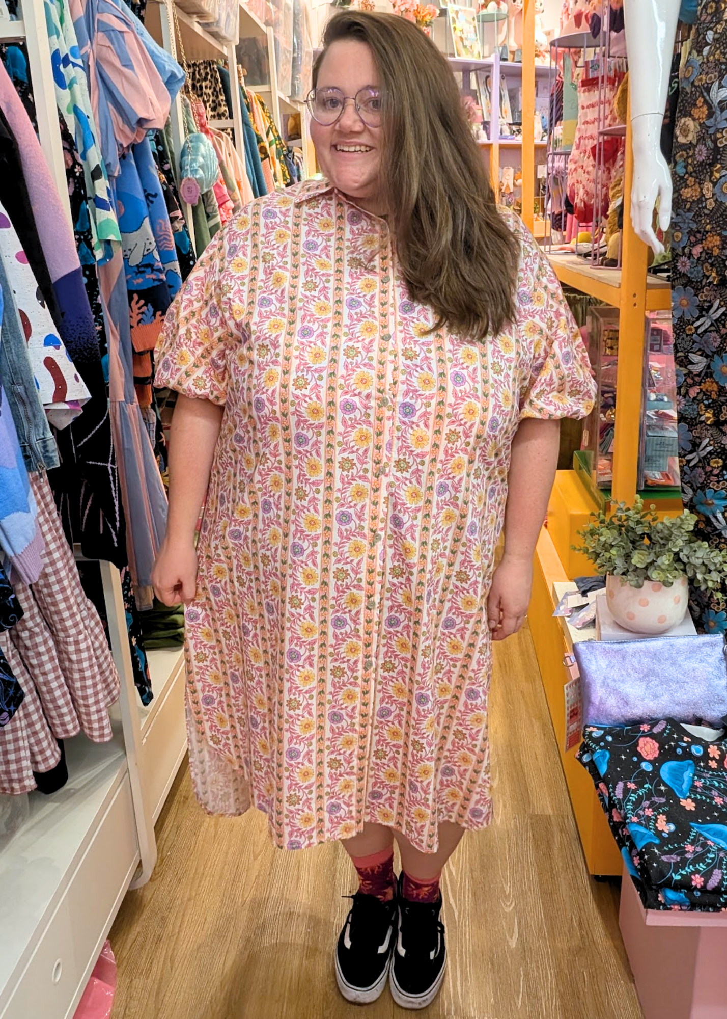 The Edit - Pastel Wallpaper Flower Print Shirt Dress