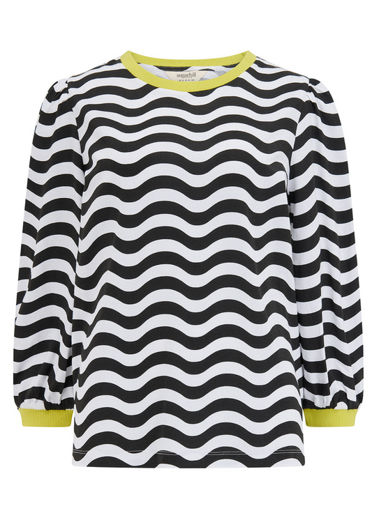 Sugarhill Brighton - Kitty Monochrome Waves Jersey Top