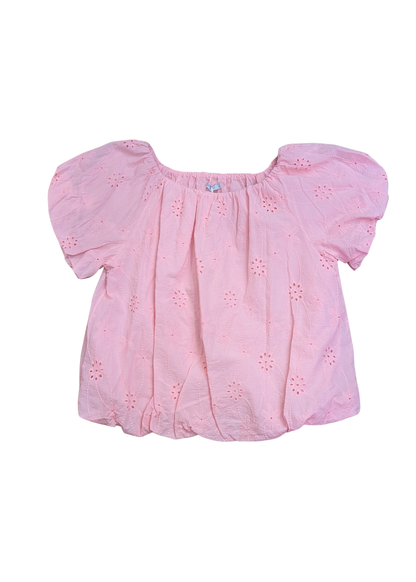 The Edit - Pink Broderie Anglaise Puff Sleeve Top