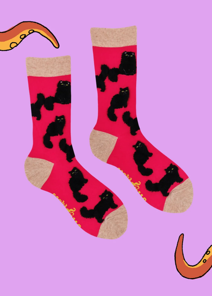 Socktopus - Fluffy Black Cat Socks