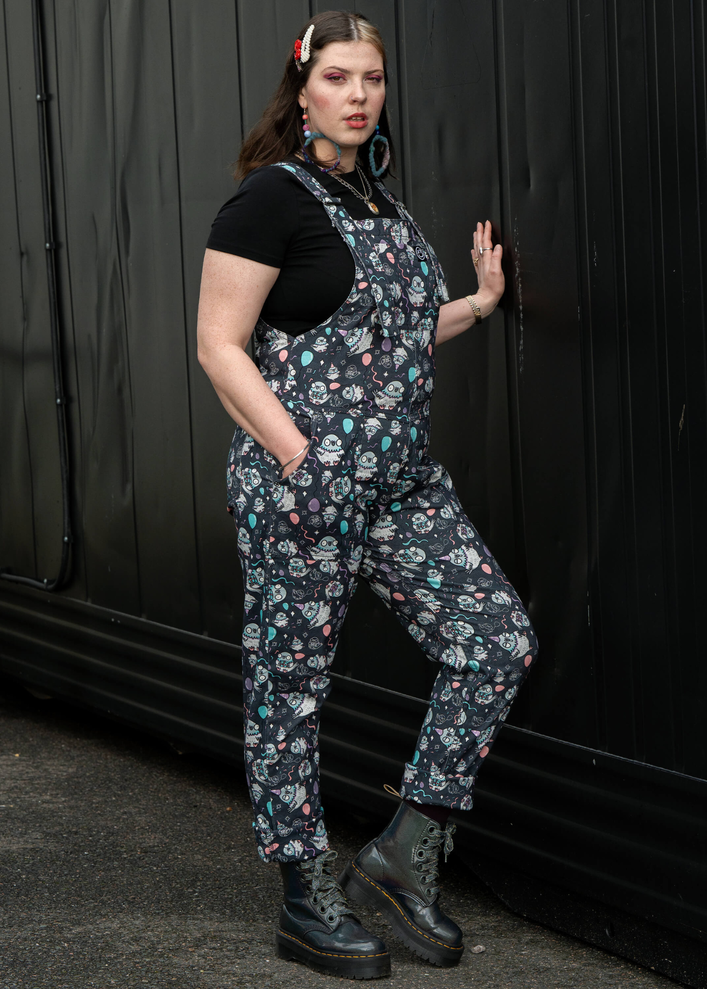 Rebel Romance x Katie Abey - Pigeon Party Stretch Dungarees
