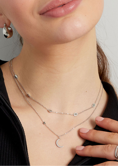 The Edit - Moon & Star Necklace in Silver