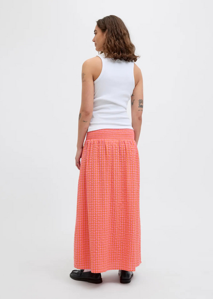 JJXX - Persimmon Gingham Seersucker Maxi Skirt
