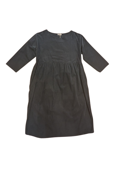 The Edit - Black Needlecord Midi Smock Dress