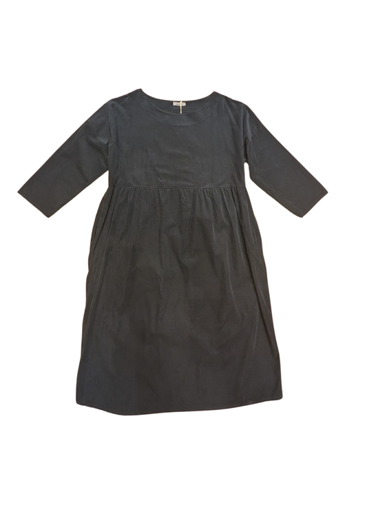 The Edit - Black Needlecord Midi Smock Dress