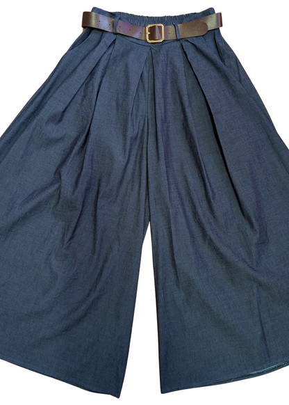 The Edit - Blue Denim Palazzo Wide Leg Trousers