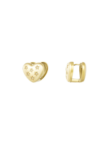 The Edit - Jewelled Heart Stud Earrings in Gold