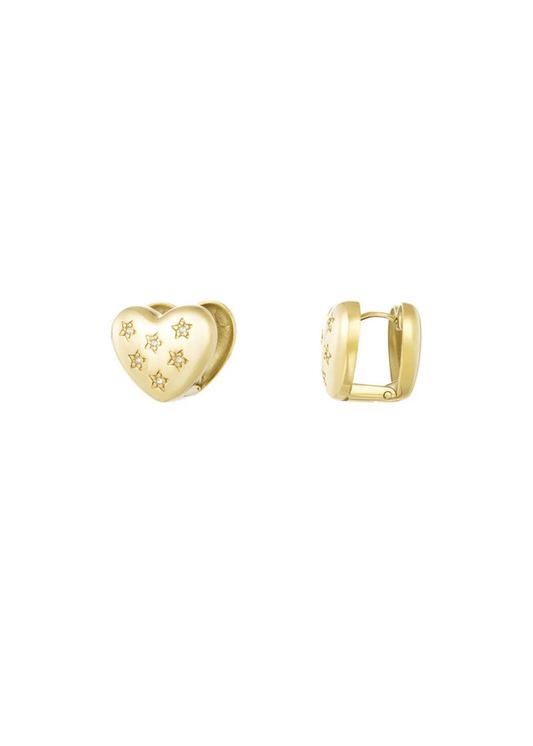 The Edit - Jewelled Heart Stud Earrings in Gold
