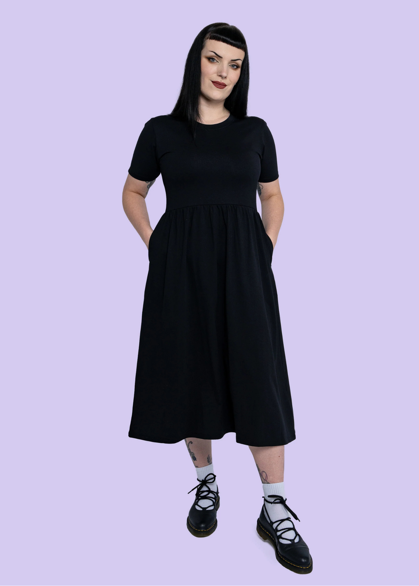 Rebel Romance - Black Midi Stretch Dress