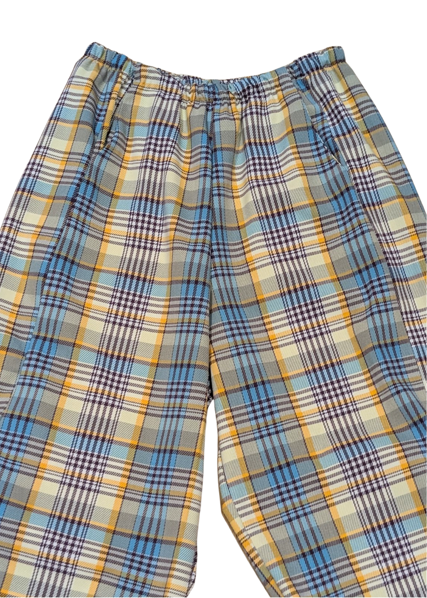 The Edit - Blue & Yellow Woven Check Cocoon Trousers