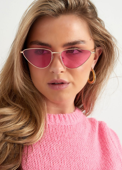 The Edit - Wire Frame Cat Eye Sunglasses in Pink