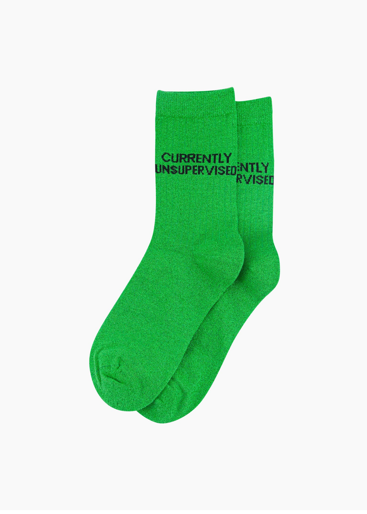 Sock Talk - Green Glitter ‘Currently Unsupervised’ Socks