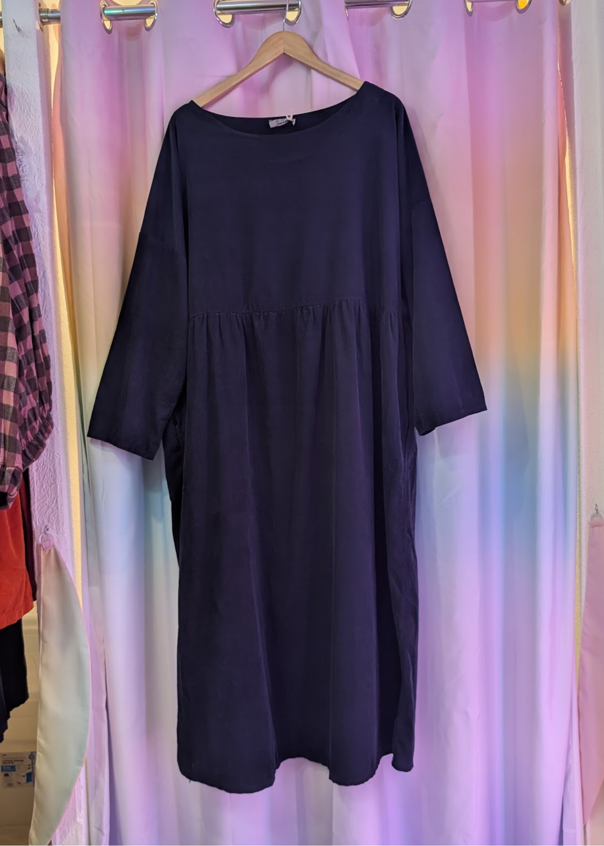 The Edit - Black Needlecord Midi Smock Dress