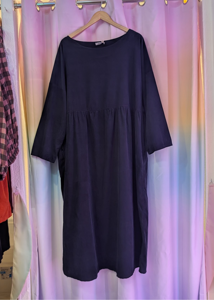 The Edit - Black Needlecord Midi Smock Dress