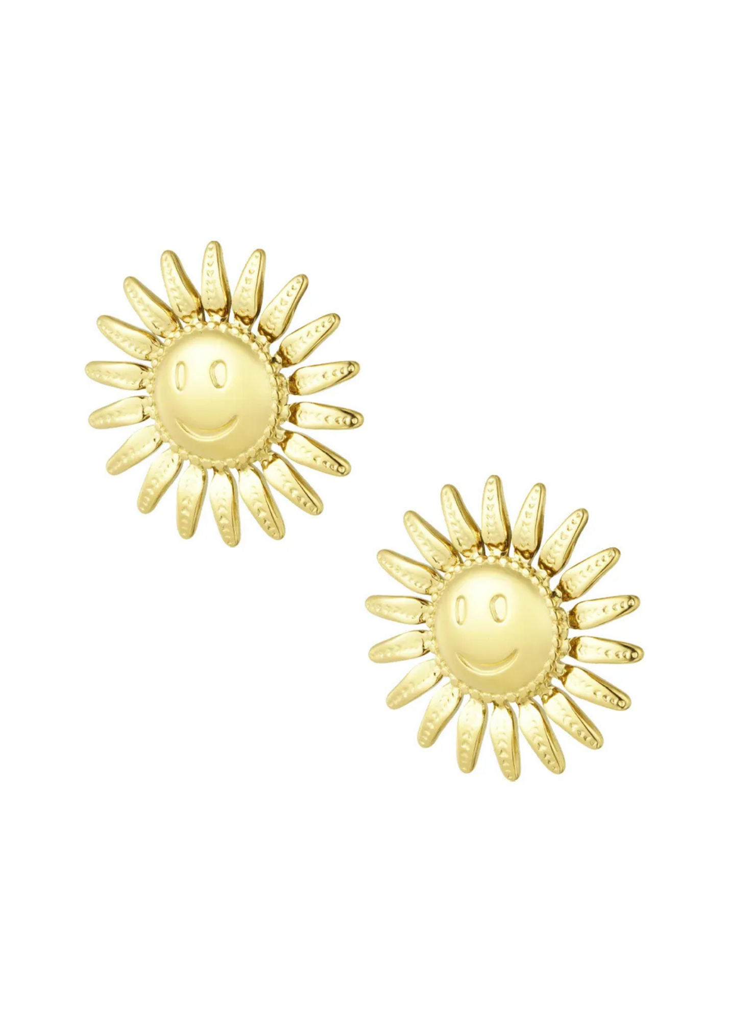 The Edit - Smiling Sun Earrings in Gold