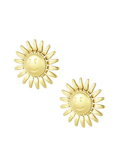 The Edit - Smiling Sun Earrings in Gold