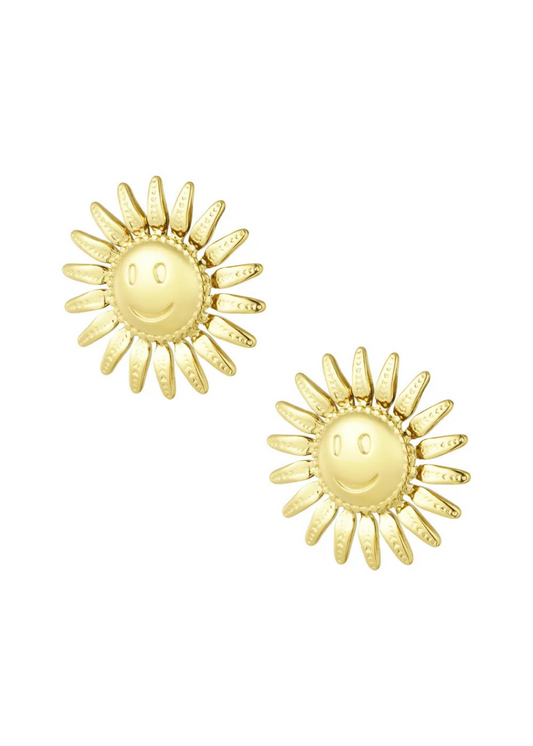 The Edit - Smiling Sun Earrings in Gold