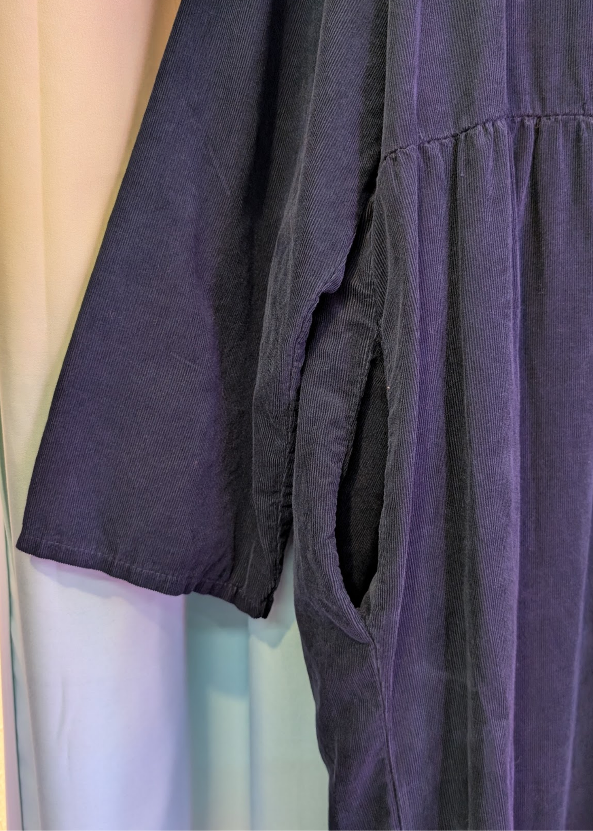 The Edit - Black Needlecord Midi Smock Dress