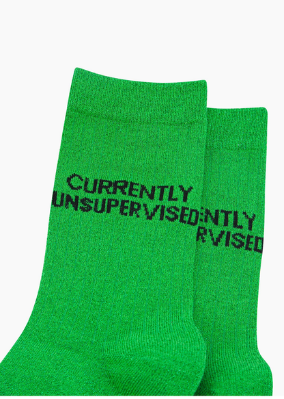 Sock Talk - Green Glitter ‘Currently Unsupervised’ Socks