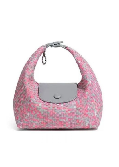 The Edit - Pink & Lilac Woven Check Mini Shoulder Bag