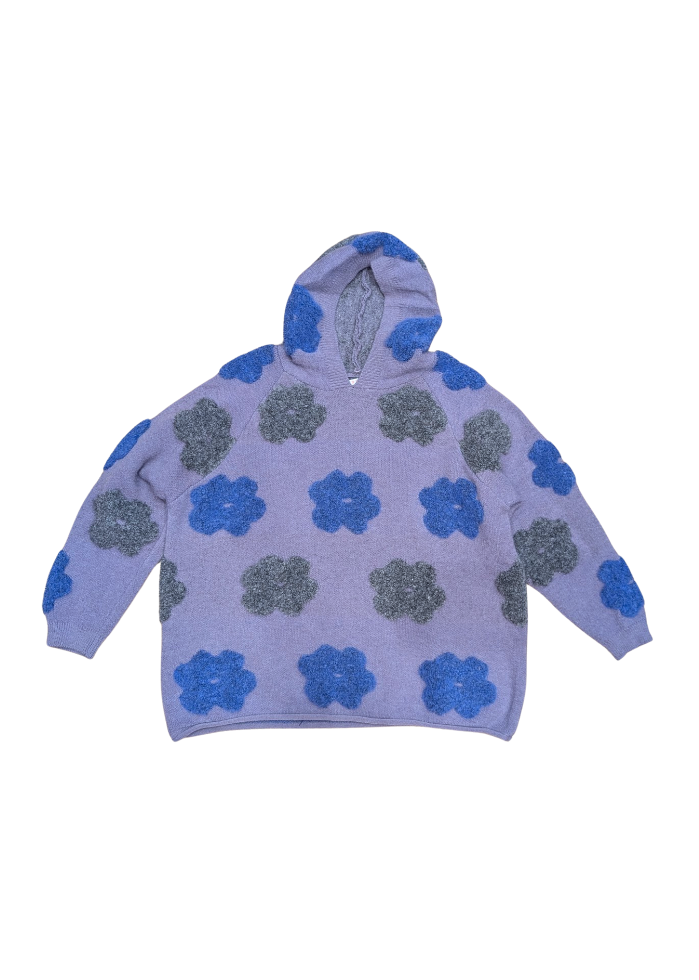 The Edit - Purple 3D Flocked Flower Hoodie