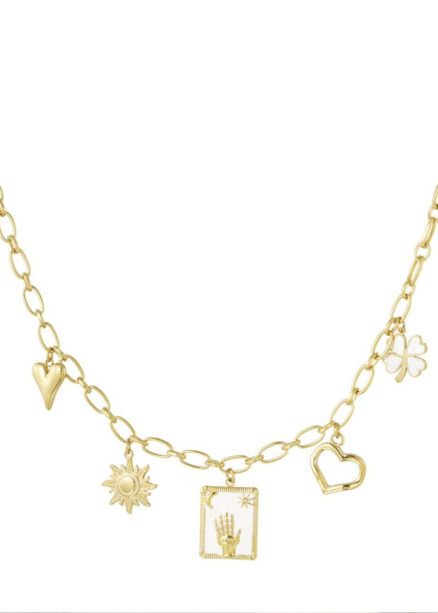 The Edit - Raise your hand Multi Charm Necklace in Gold