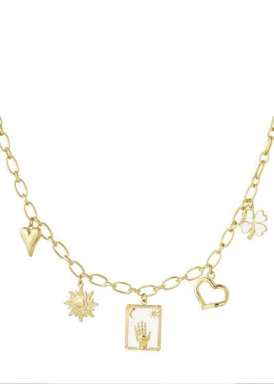 The Edit - Raise your hand Multi Charm Necklace in Gold