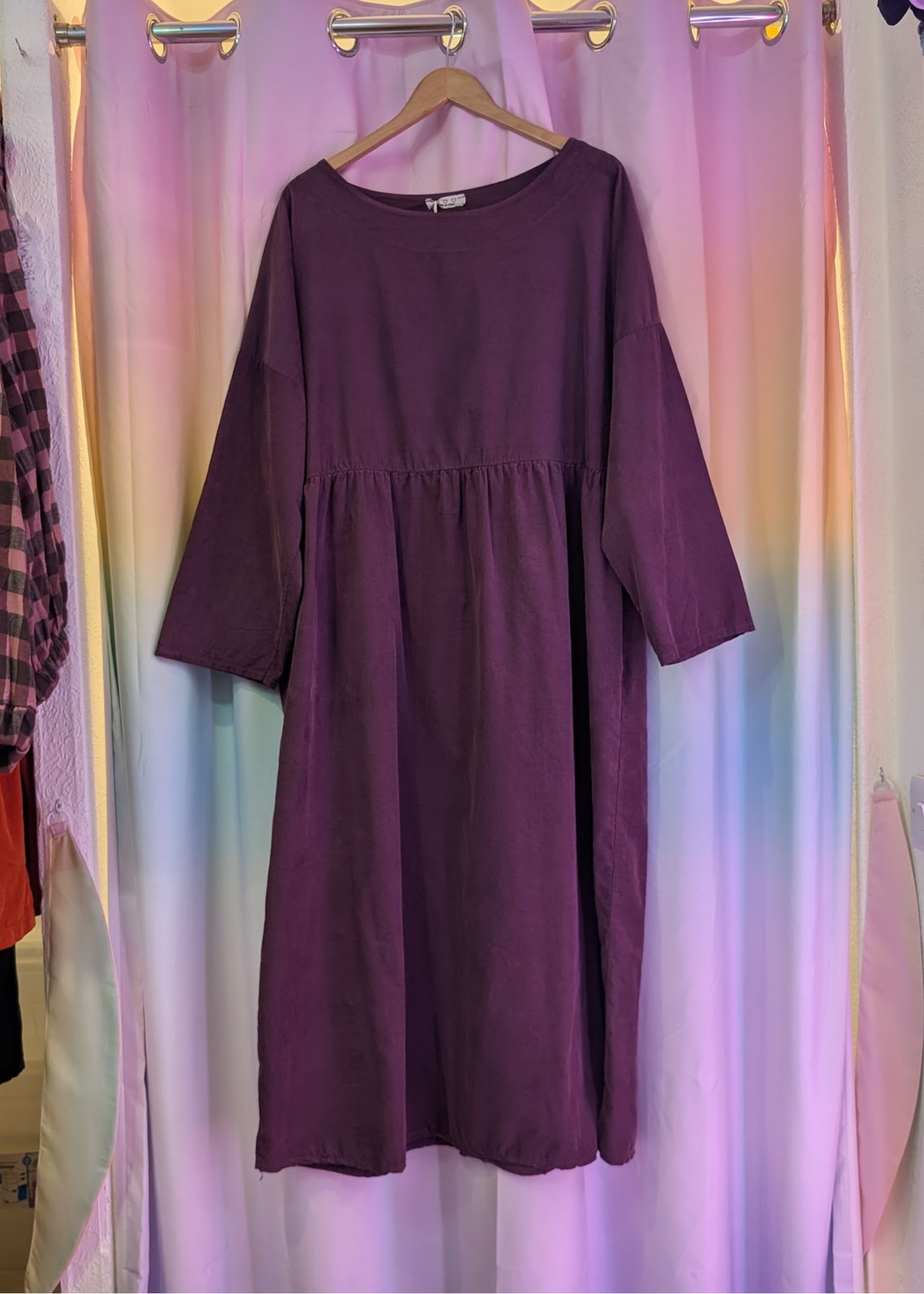 The Edit - Burgundy Needlecord Midi Smock Dress