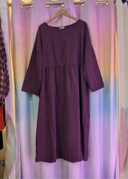 The Edit - Burgundy Needlecord Midi Smock Dress